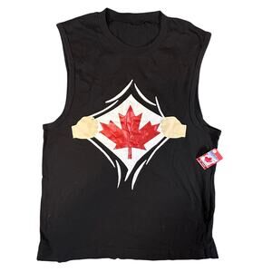 New Canada Maple Leaf Superman Tank Top 100% Cotton Mens Size Small Black